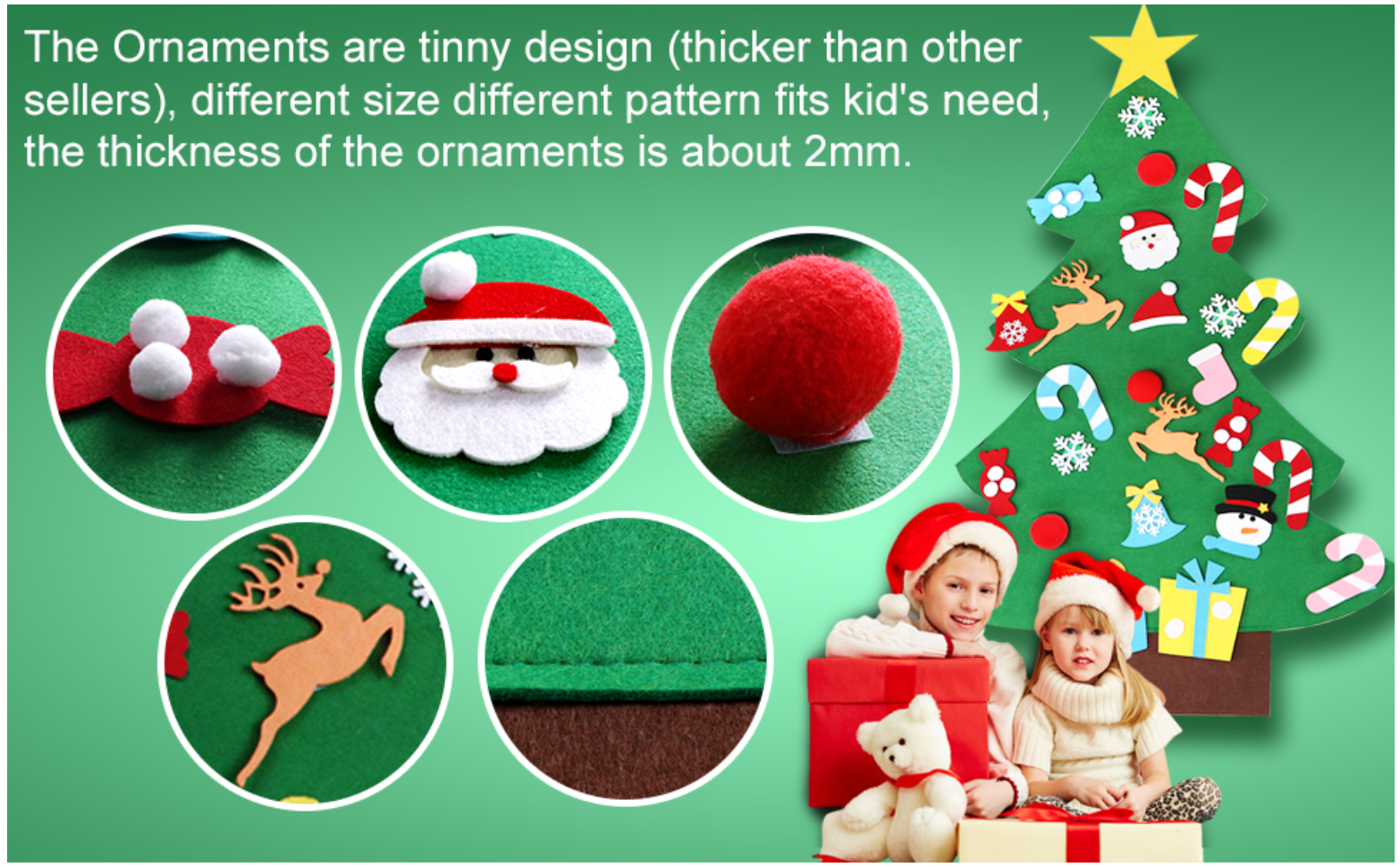FestiveFelt ornament thickness display